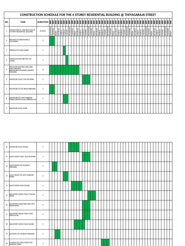4-Storey Residential Building Schedule | PDF | Tile | Ceiling