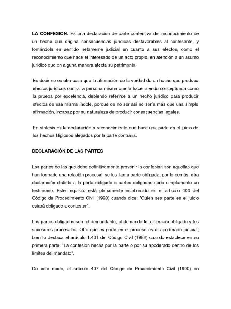 La Confesi n Evidencia ley Procedimiento Civil Free 30 day
