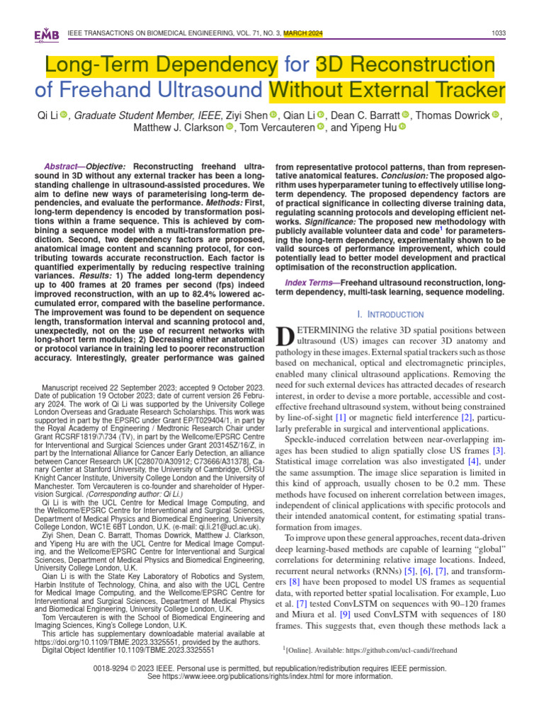 3D Ultrasound Reconstruction Without Tracker | PDF | Deep Learning ...