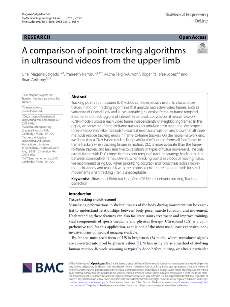 A Comparison of Point-Tracking Algorithms in Ultrasound Videos From The ...