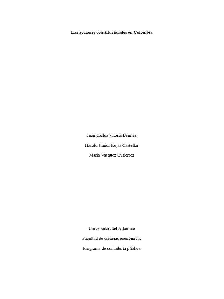 Acciones Constitucionales en Colombia | PDF | Habeas corpus | Constitución