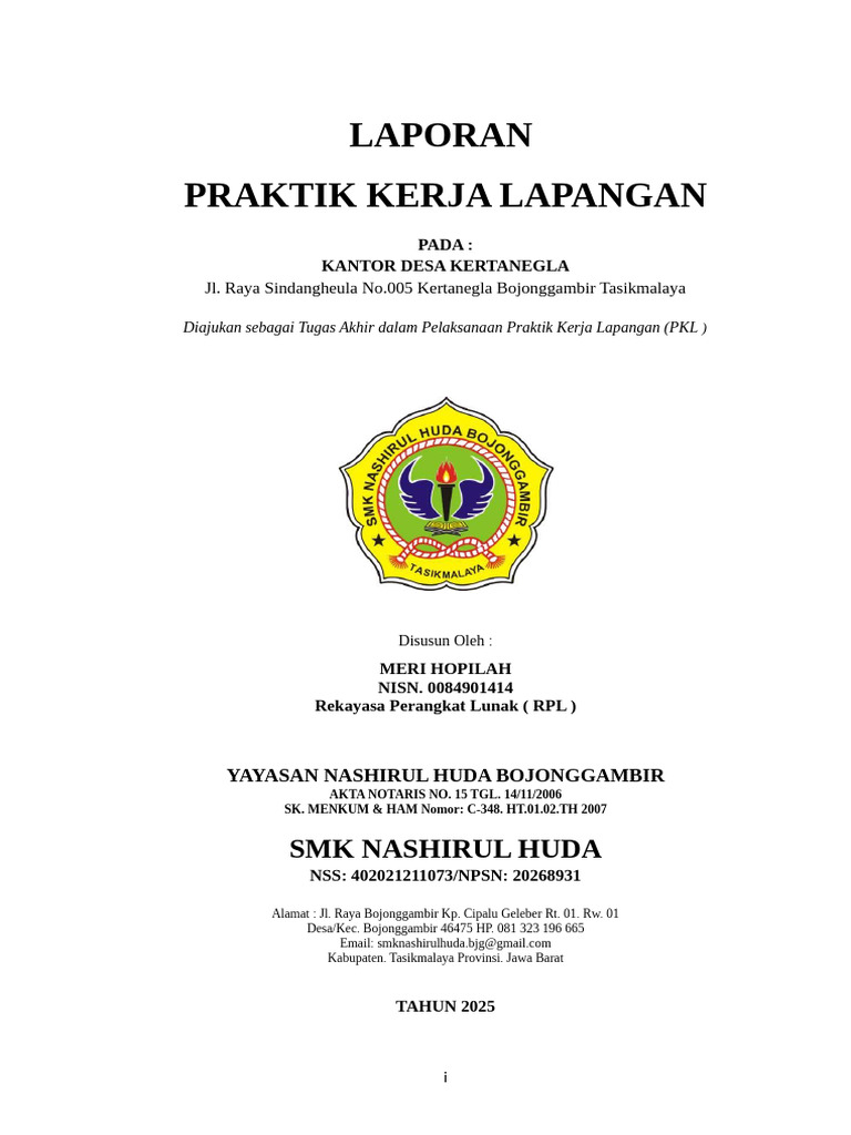 Laporan PKL SMK RPL di Kertanegla | PDF