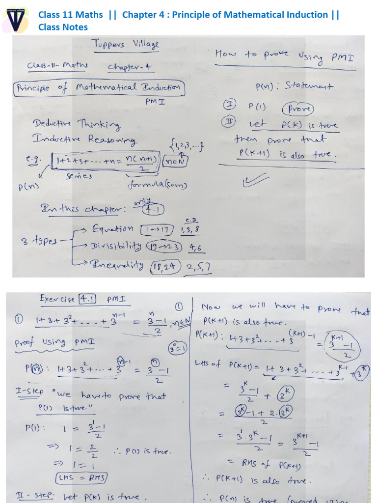 Class 11 Maths: Induction Notes | PDF