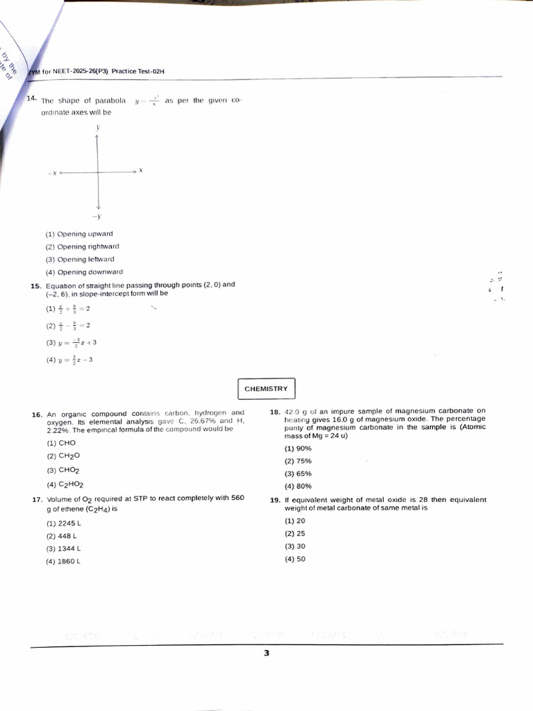 NEET 2025 Mole Concept Practice Test | PDF | Mole (Unit) | Molecules
