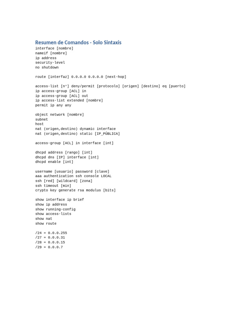 Resumen Comandos Solo Sintaxis | PDF