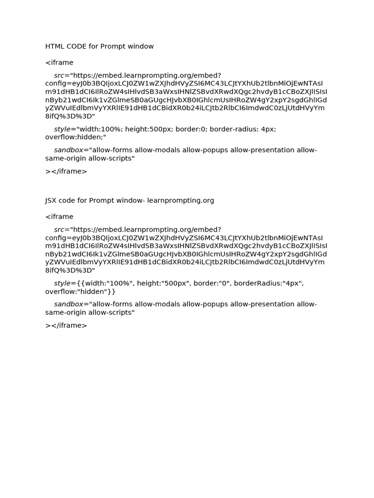 HTML Prompt Window Code Examples | PDF