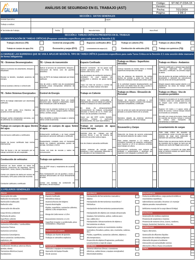 Formato Ast Version 1 | PDF | Entorno natural | Radiación