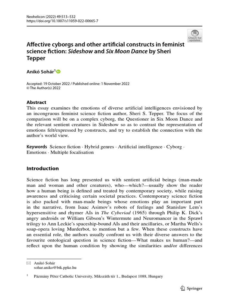 83affective Cyborgs and Other Artificial | PDF | Psychological Concepts ...
