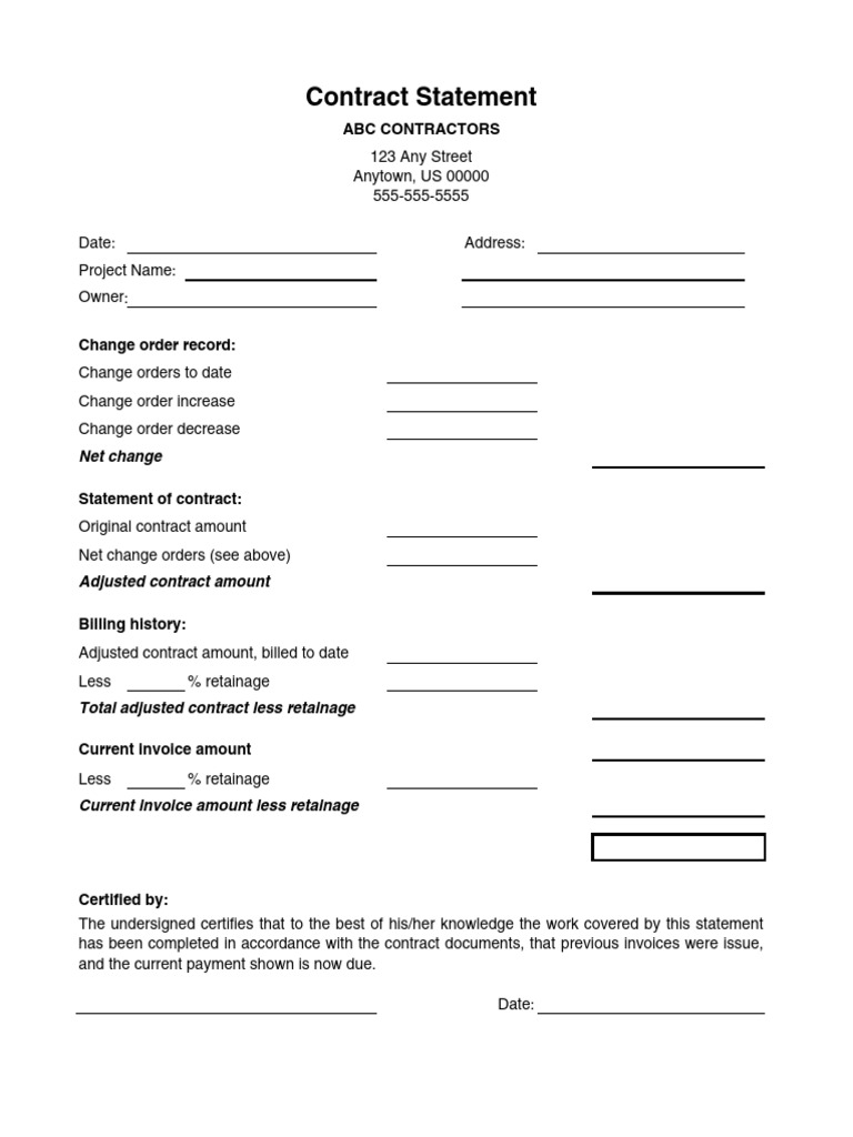 Contract Statement and Invoice Summary | PDF