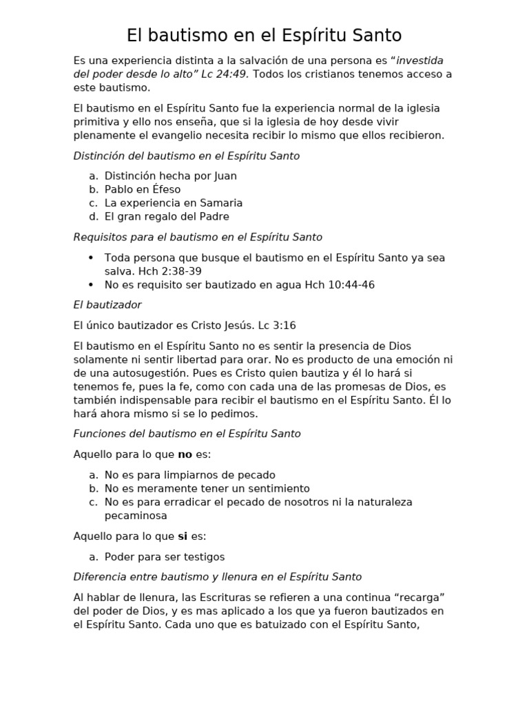 El Bautismo en El Espíritu Santo | PDF