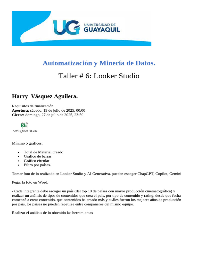 TALLER 6 Looker Studio | PDF