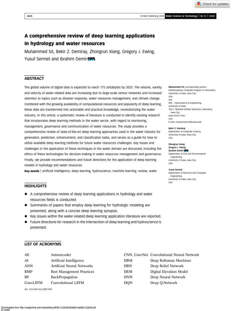Deep Learning in Water Resource Management | PDF | Deep Learning ...