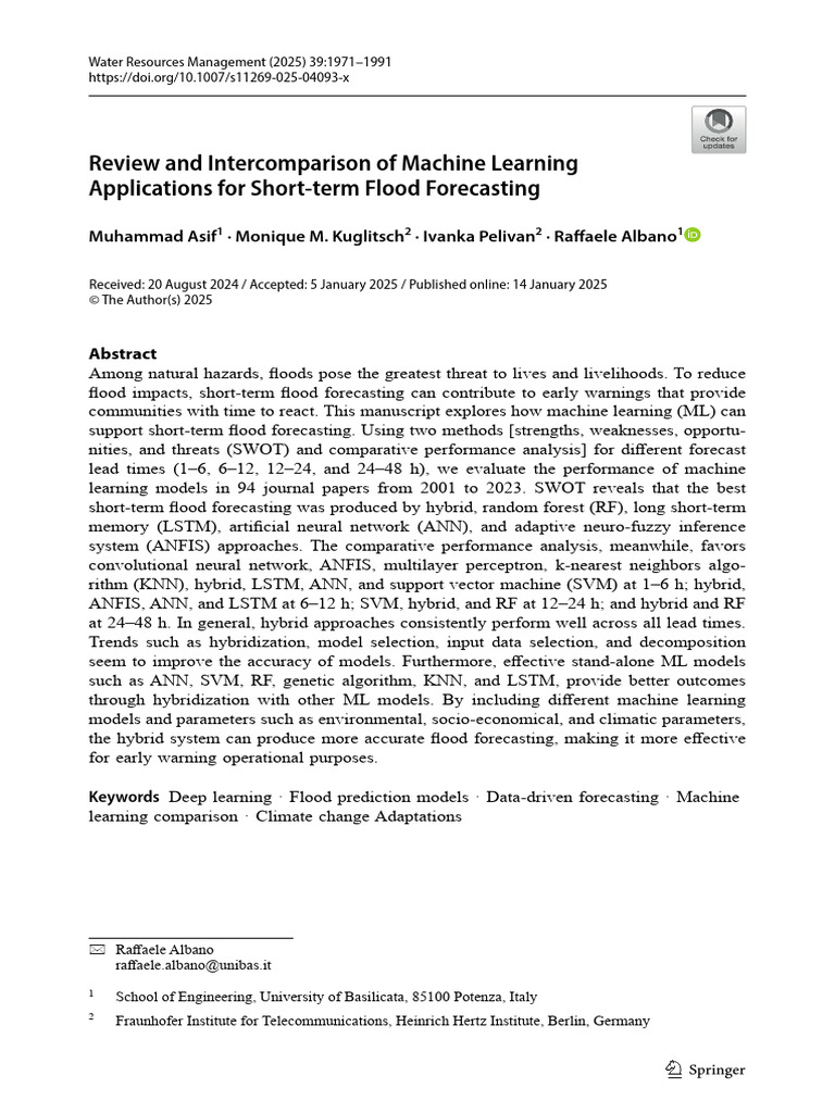 Machine Learning for Short-term Flood Forecasting | PDF | Machine ...