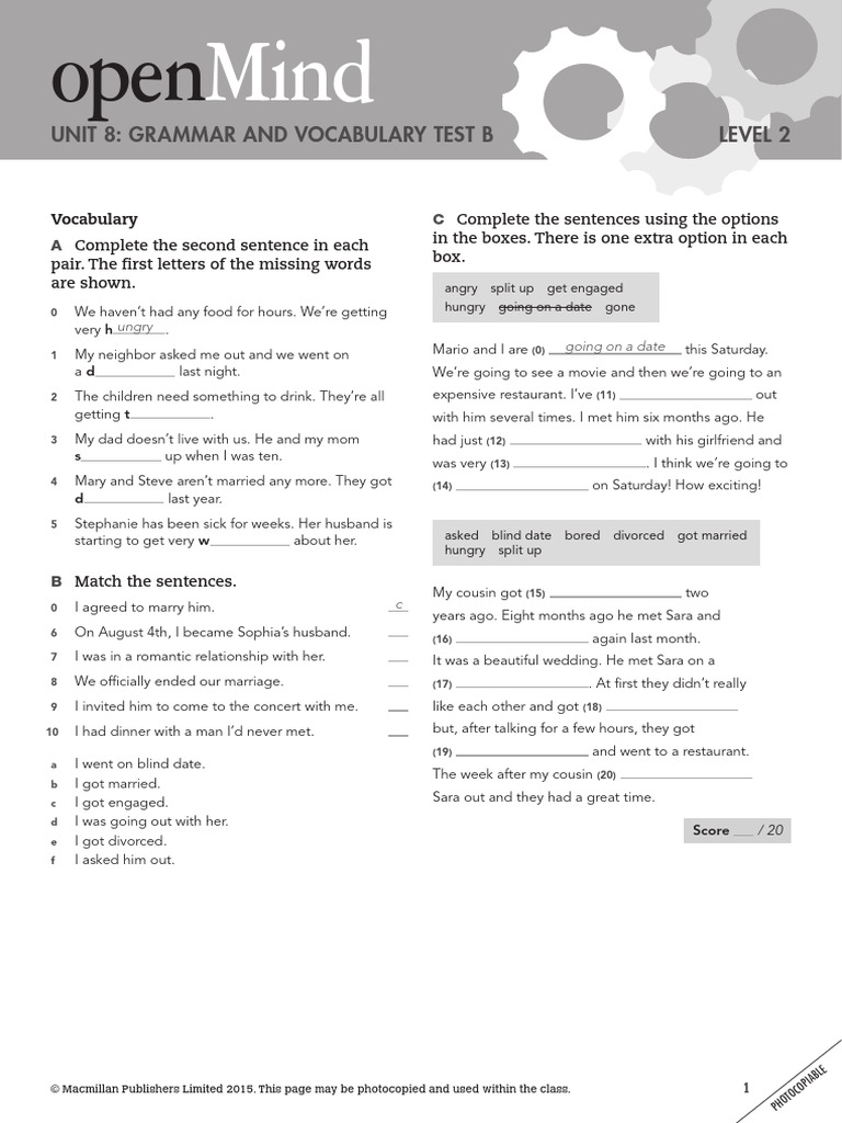 Level 2 Grammar and Vocabulary Test | PDF