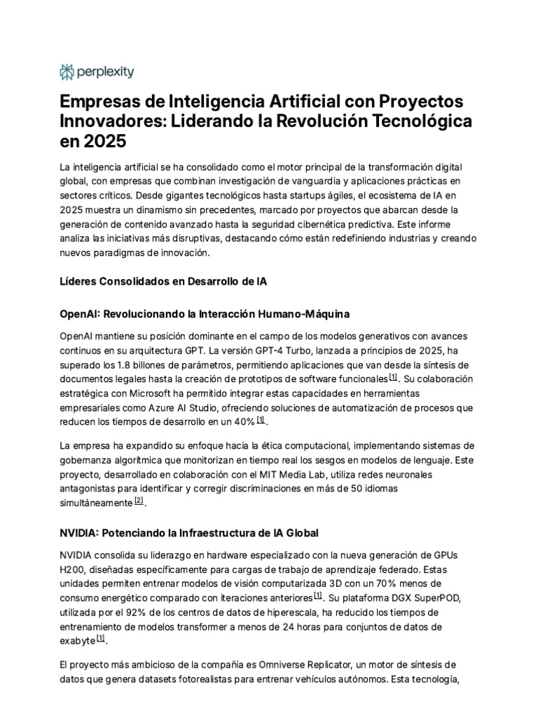 Empresas de Inteligencia Artificial Con Proyectos | PDF | Inteligencia ...