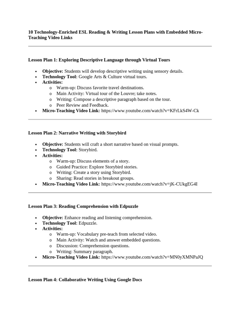 10 Lesson Plans With Links | PDF | Reading Comprehension | Lesson Plan