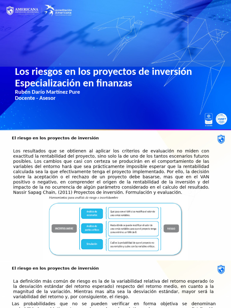 Riesgos en Proyectos de Inversión | PDF | Desviación Estándar | Diferencia