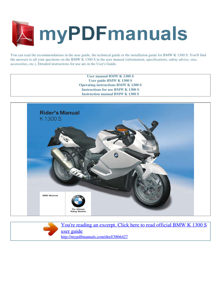 BMW K 1300 S User Manual Overview | PDF | Manual Transmission