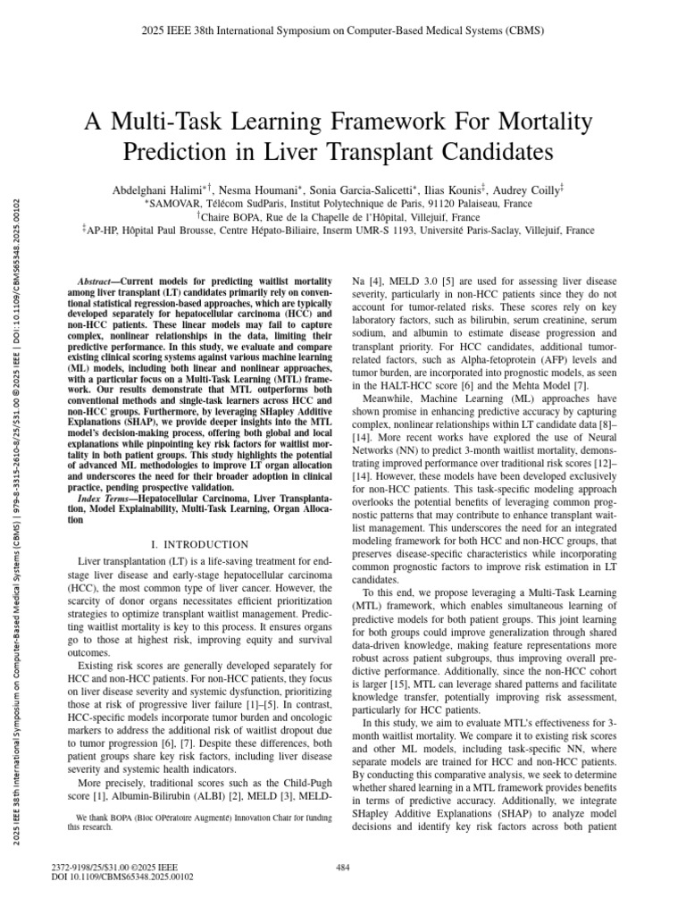 A Multi-Task Learning Framework For Mortality Prediction in Liver ...