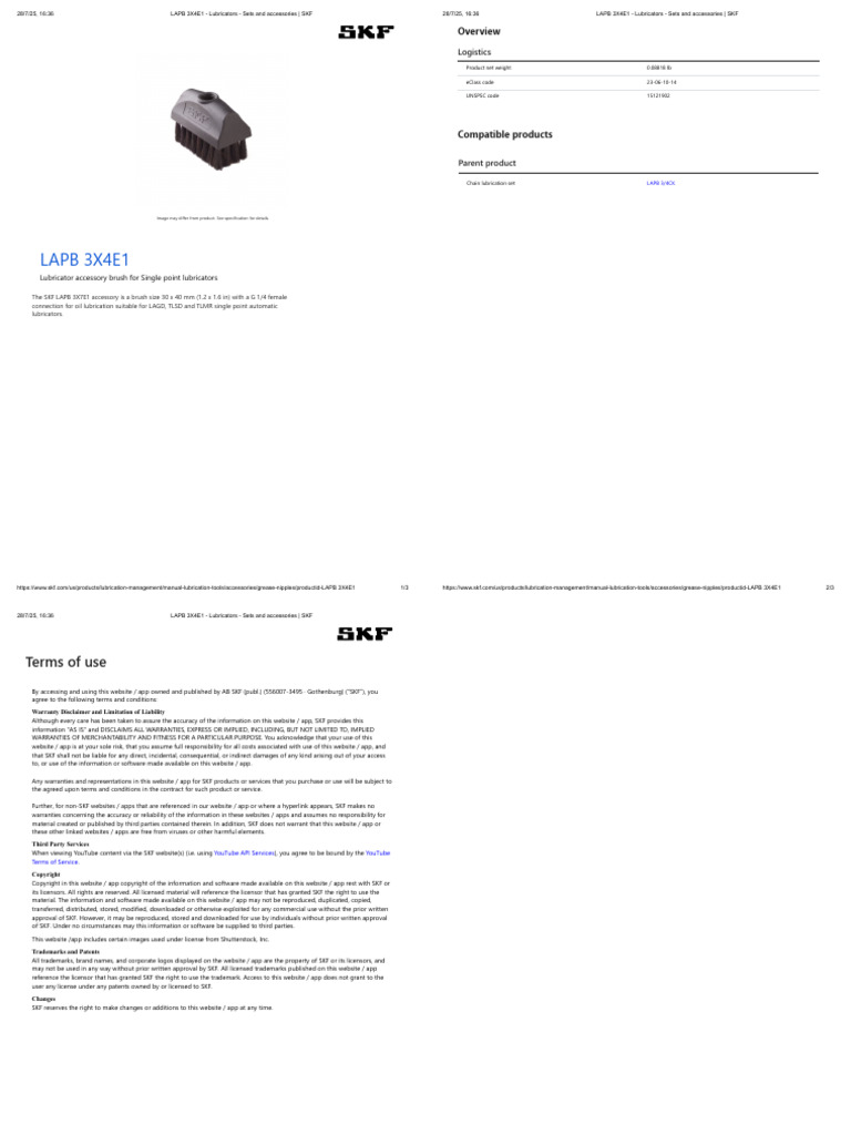 LAPB 3X4E1 - Lubricators - Sets and Accessories - SKF | PDF | Copyright ...