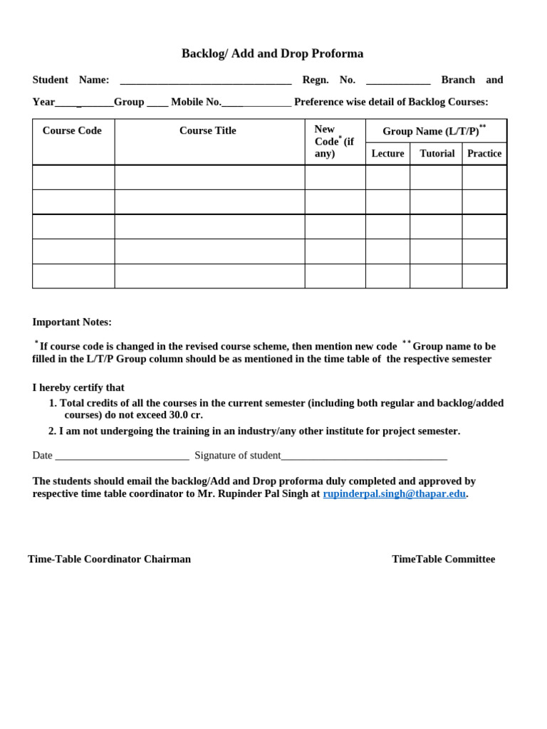 Backlog Add Drop Registration Notice (July 2024) | PDF
