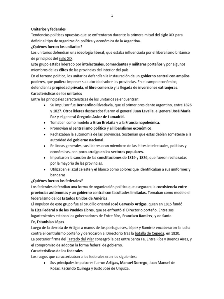 Unitarios vs Federales en Argentina | PDF | Conflictos | America latina