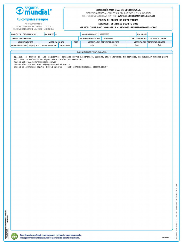 POL - 73 - 10 - 100026102 - 0 (1) - Removed EDITANDO | PDF | Póliza de ...