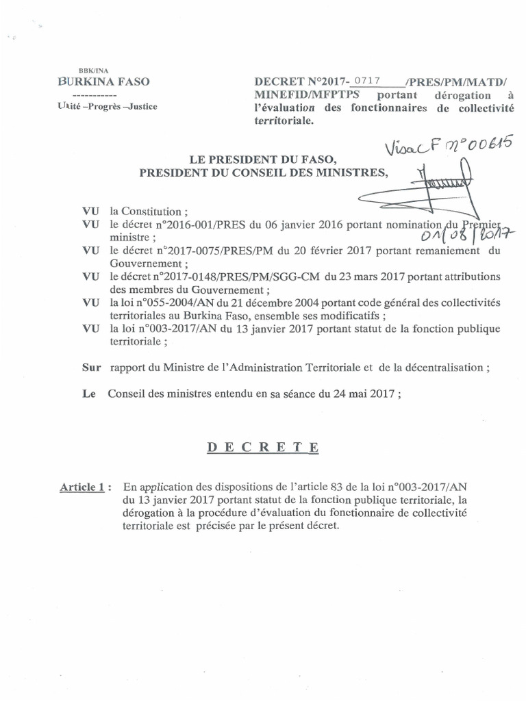 Décret sur l'évaluation des fonctionnaires | PDF | Administration ...