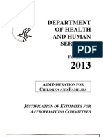 U.S. HHS Budget For Administration For Children and Families FY 2012