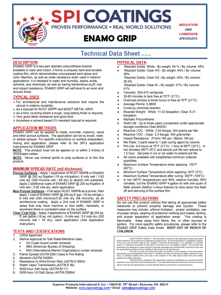 Enamo Grip: Durable Coating Solutions | PDF | Volatile Organic Compound ...