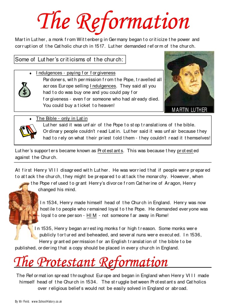 Martin Luther and the Reformation Overview | PDF | Martin Luther ...