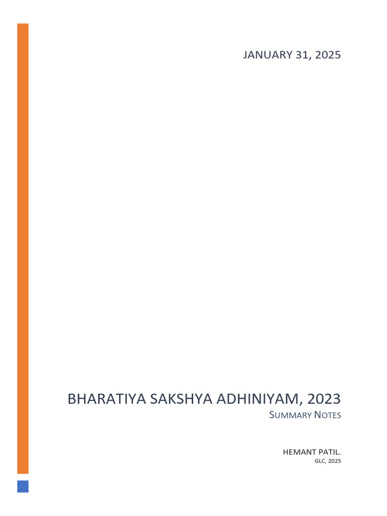 BSA Summary Notes 31JAN2025 | PDF | Evidence (Law) | Hearsay