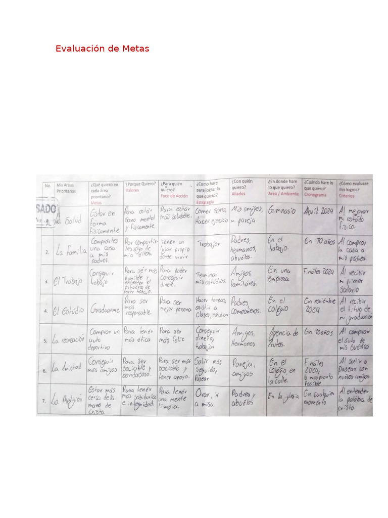 Evaluación de Metas | PDF