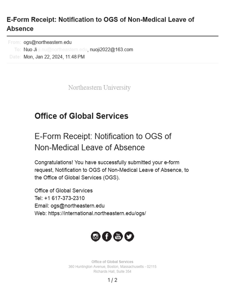 Non-Medical Leave of Absence Receipt | PDF