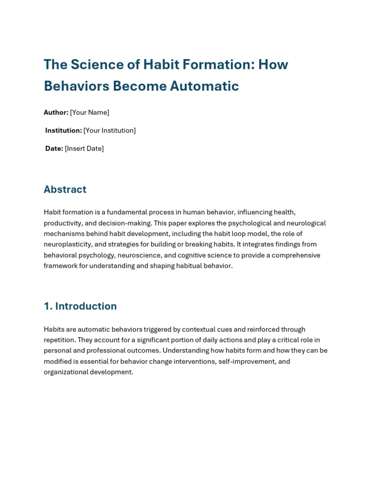 Understanding Habit Formation Science | PDF | Habits | Classical ...