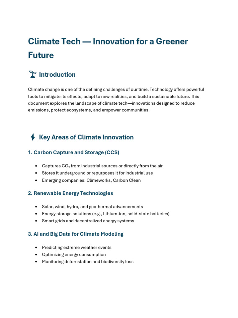 Innovation For A Greener Future | PDF | Climate Change Mitigation ...