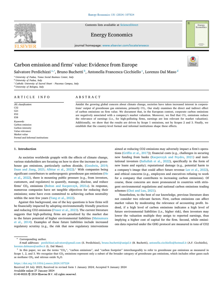 Carbon Emissions Impact on Firm Value | PDF | Valuation (Finance ...
