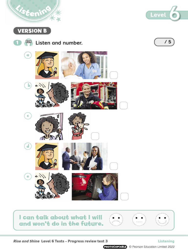 Rise and Shine Level 6 Progress Test 3 | PDF