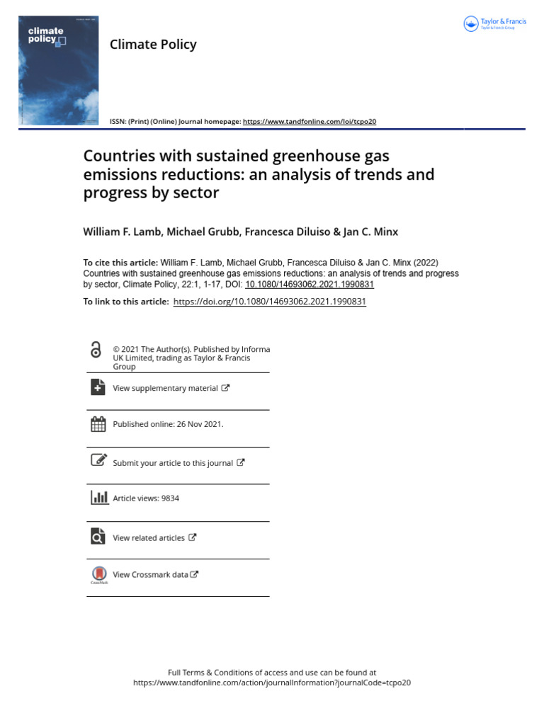 Countries With Sustained Greenhouse Gas Emissions Reductions An ...