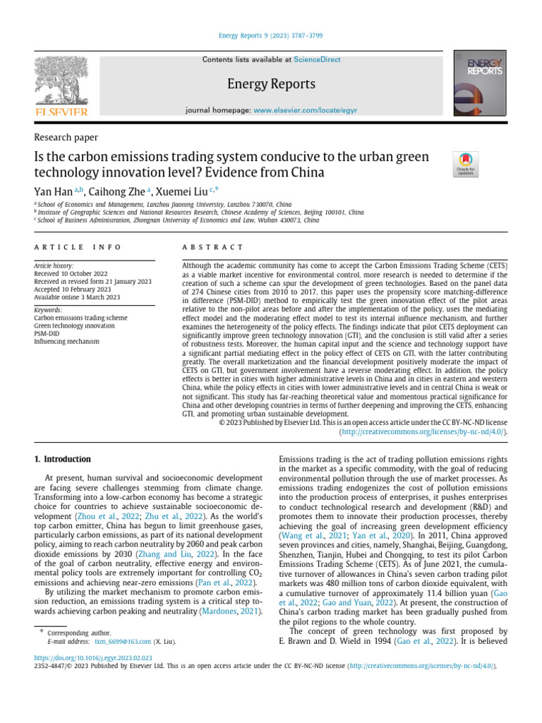 Is The Carbon Emissions Trading System Conducive To The Urban Green ...