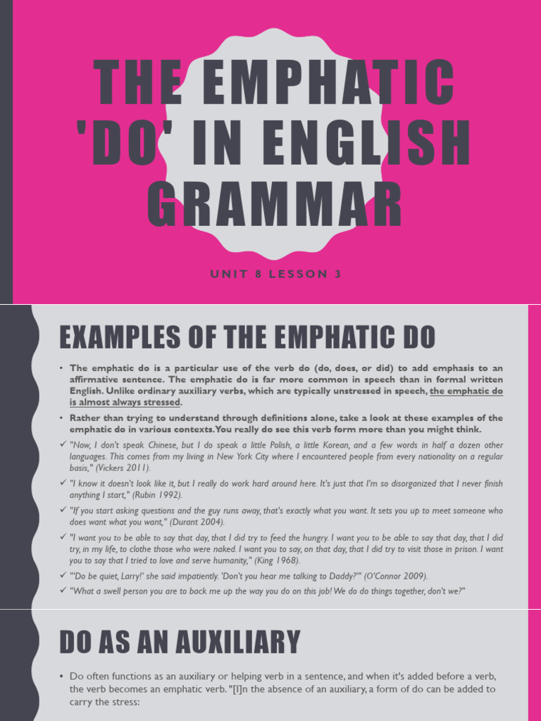 The Emphatic 'Do' in English Grammar | PDF | Question | English Language
