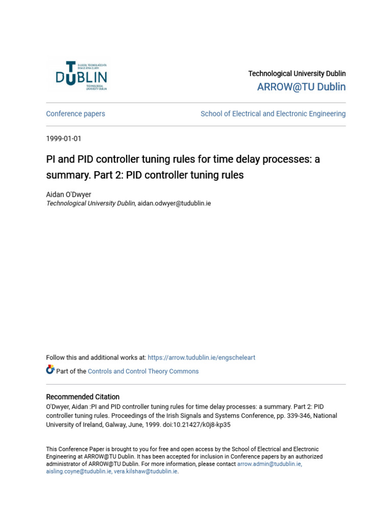 PI and PID Controller Tuning Rules For Time Delay Processes - A Su ...