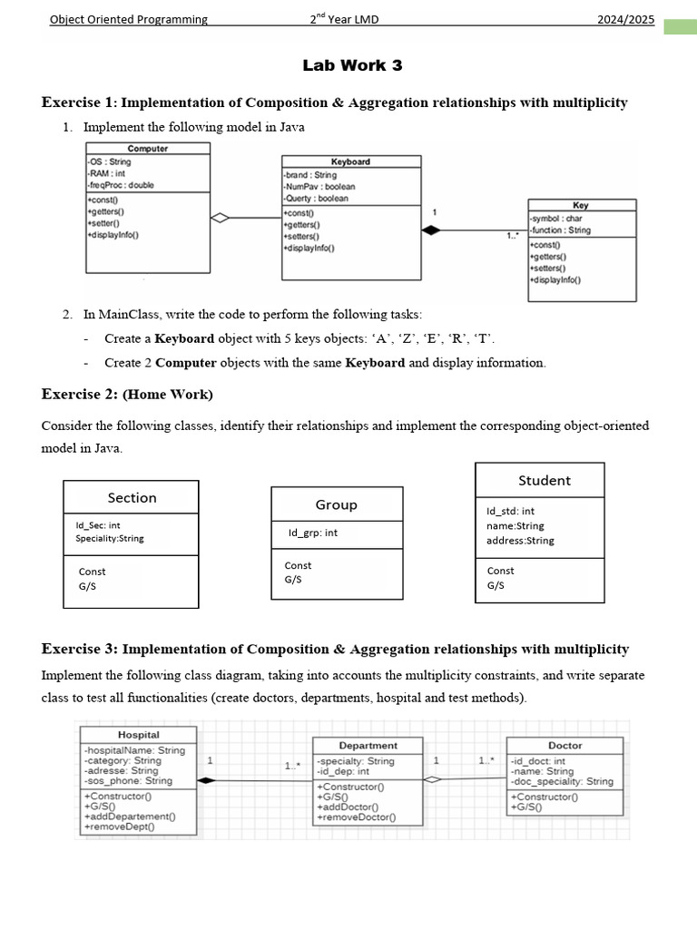Java OOP Composition & Aggregation Lab | PDF | Class (Computer ...