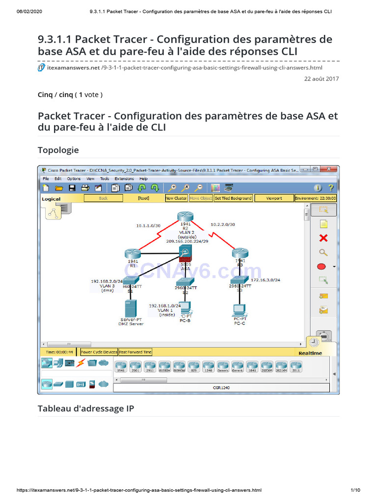 Configuration ASA avec Packet Tracer | PDF | Pare-feu (informatique ...