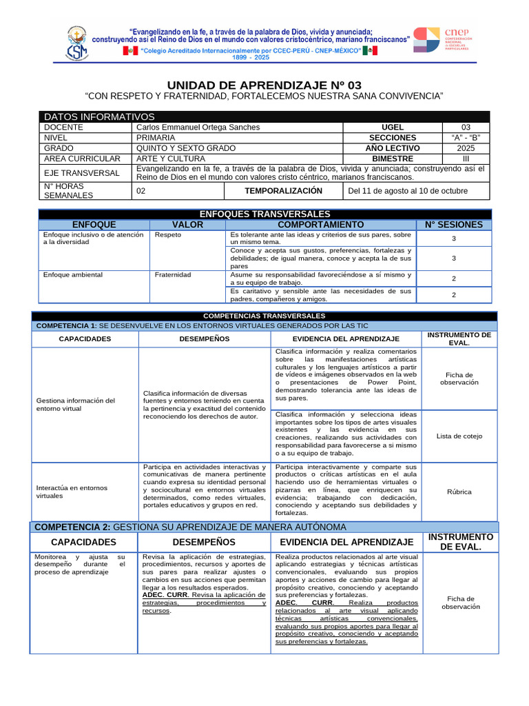Unidad de Arte de 5to y 6to | PDF | Sonido | Aprendizaje