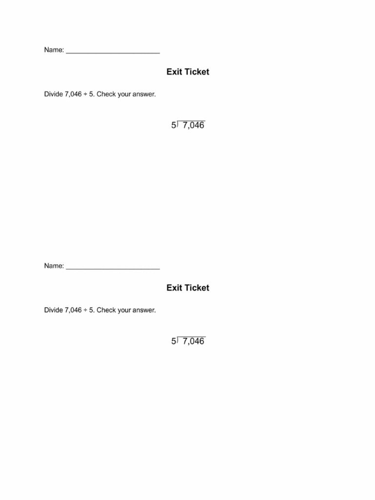 Exit Tickets Math Field Assignment (1) - Images-2 | PDF