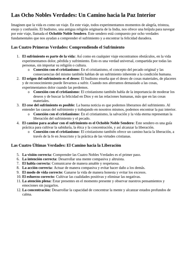 Ocho Verdades Budistas para la Paz Interior | PDF | Sufrimiento | Moralidad