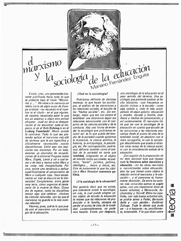 Marxismo y Sociología de la Educación | PDF | Karl Marx | marxismo