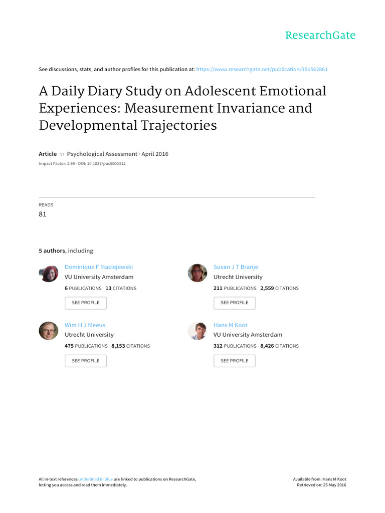 Adolescent Emotional Diary Study Insights | PDF | Emotions | Adolescence