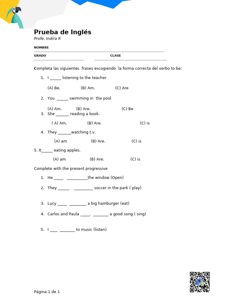 Prueba de Ingls | PDF
